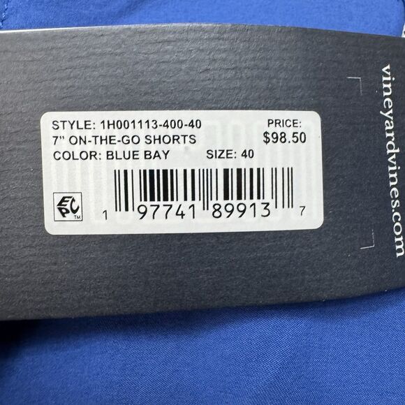 Vineyard Vines OTG Shorts Men 40 Blue 7" Inseam On The Go Performance Golf New - Picture 3 of 12